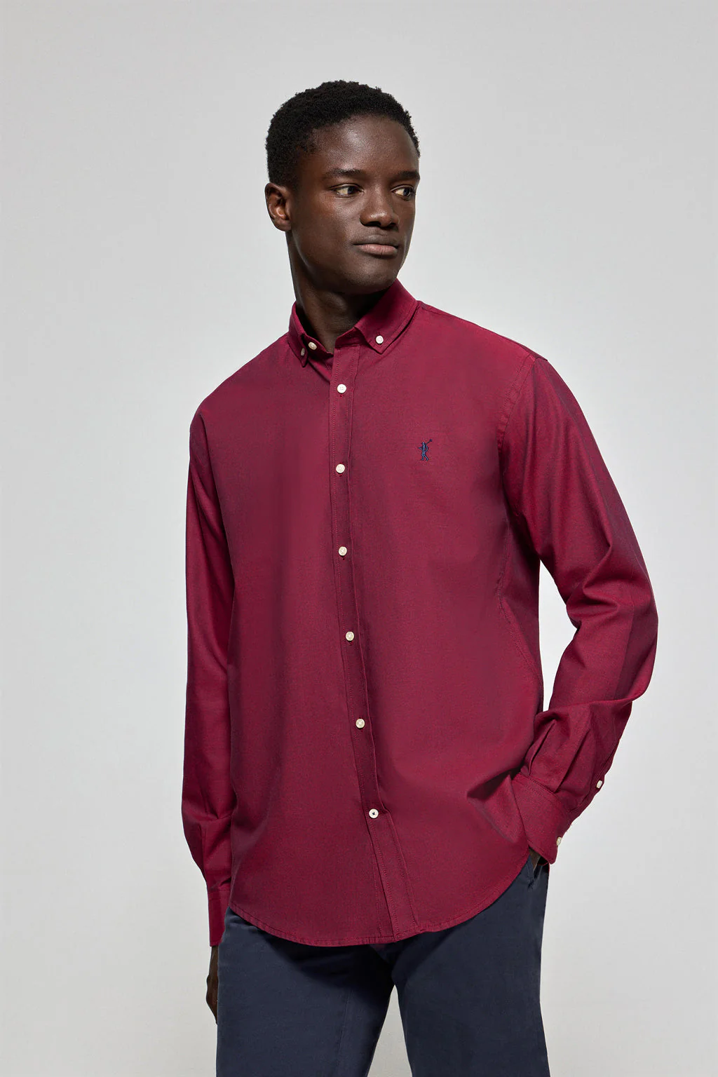 Burgundy Oxford shirt Rio with Rigby Go embroidered logo