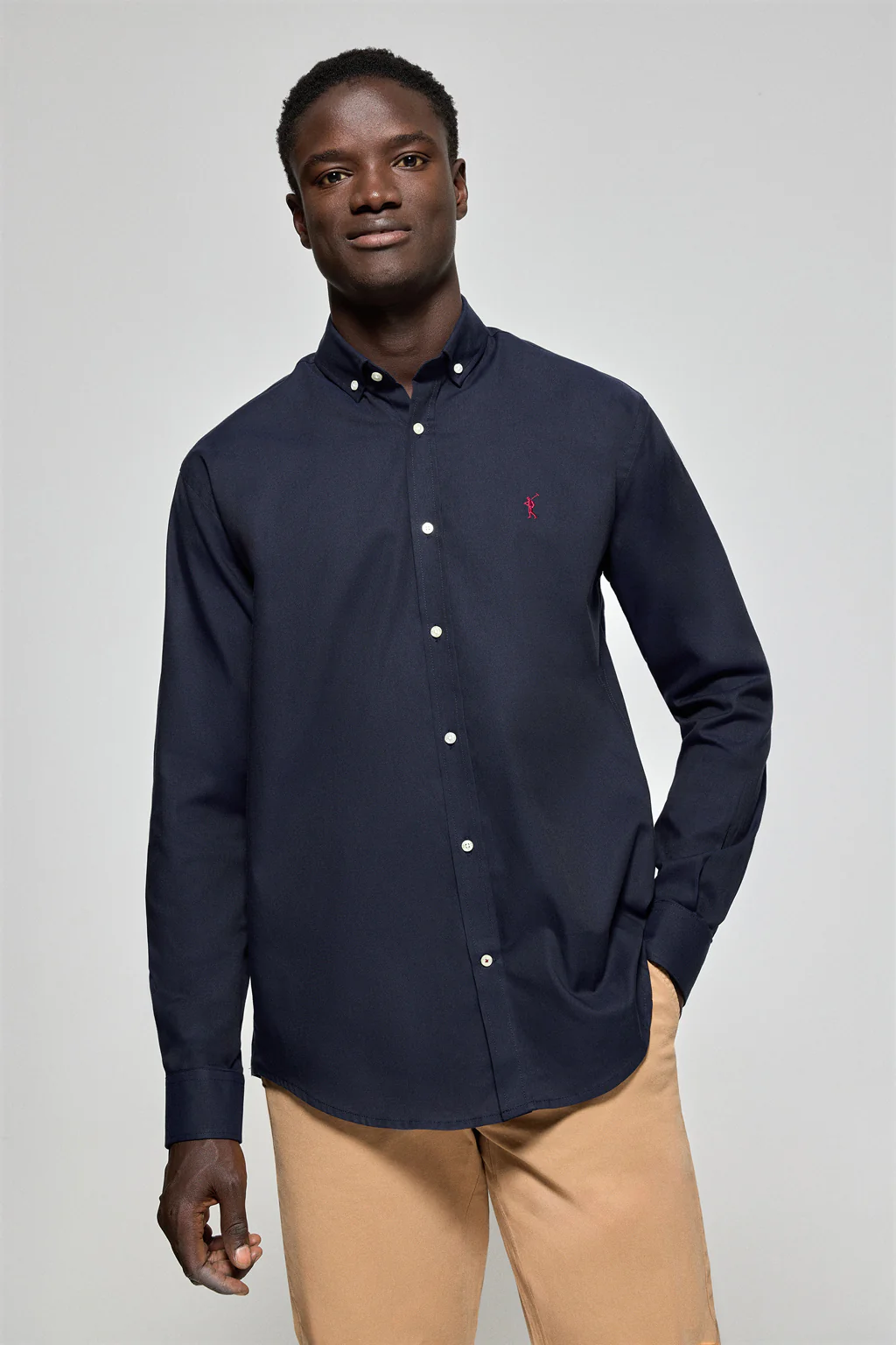 Navy-blue Oxford shirt Rio with Rigby Go embroidered logo