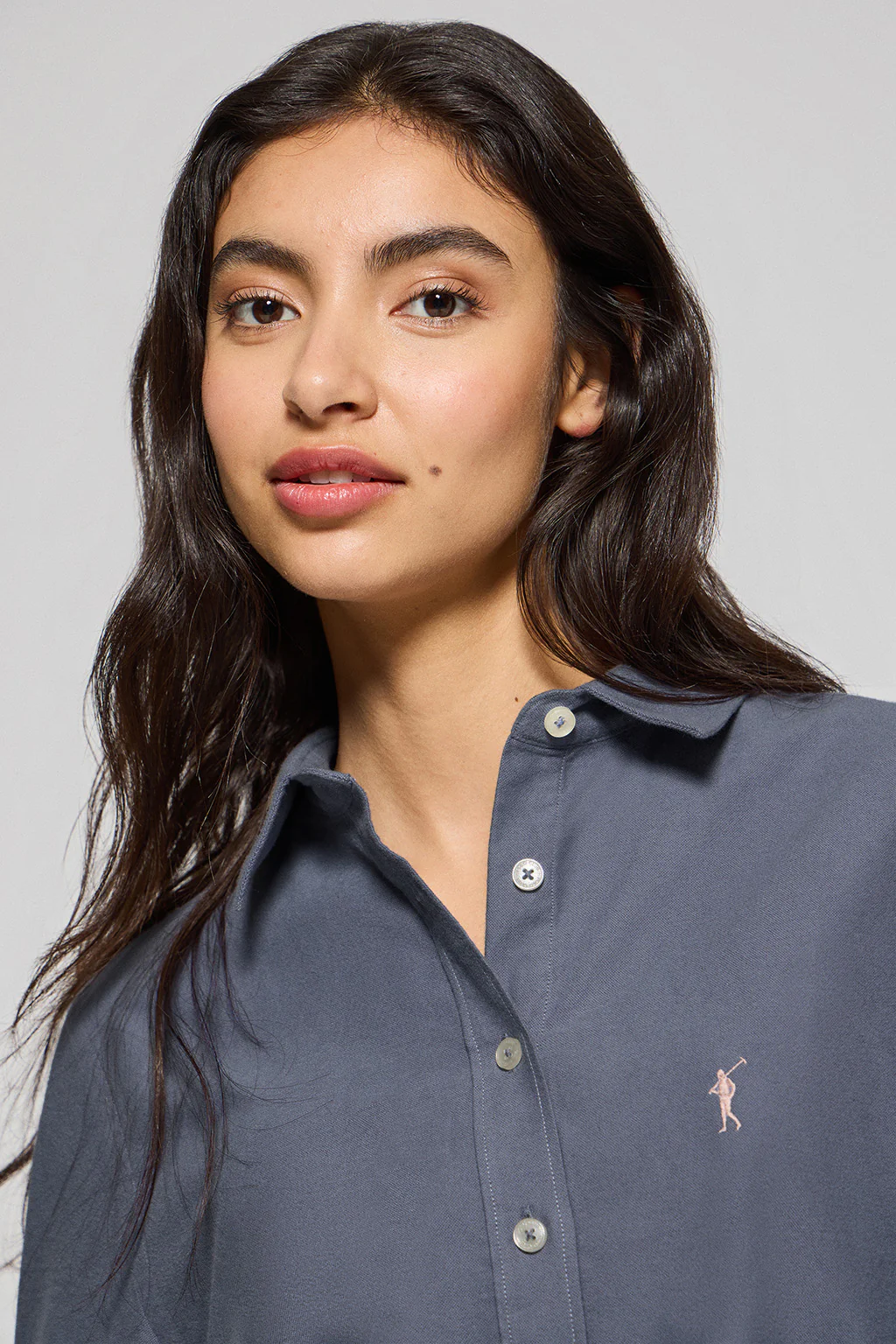Blue Oxford shirt Sabina with embroidered Rigby Go logo - Image 3