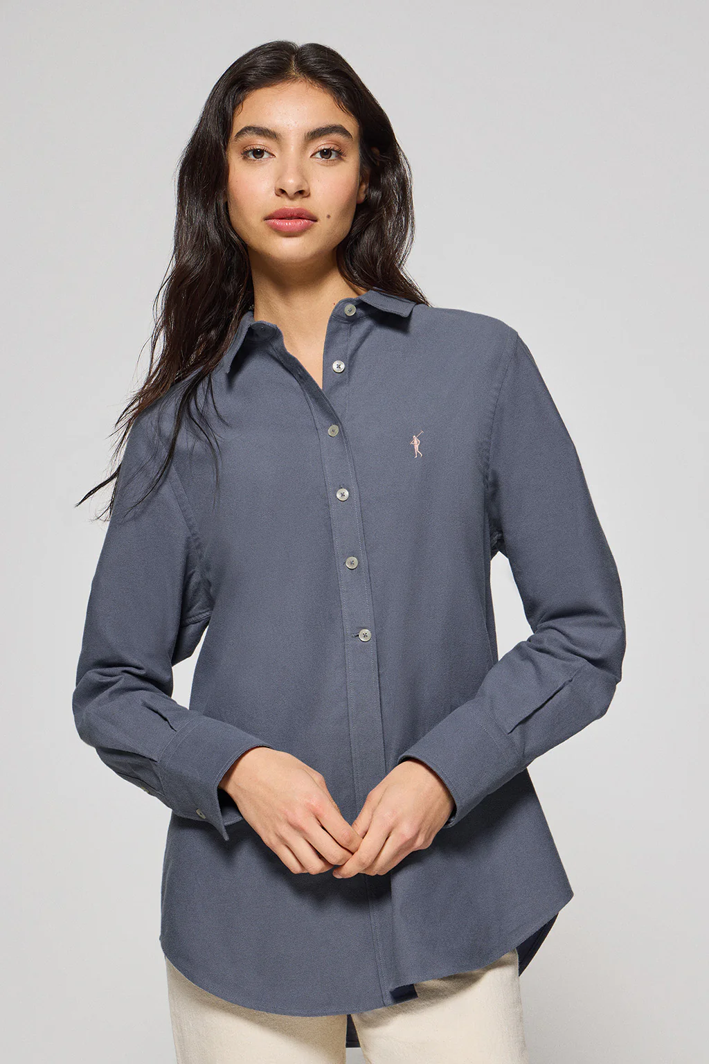 Blue Oxford shirt Sabina with embroidered Rigby Go logo - Image 5