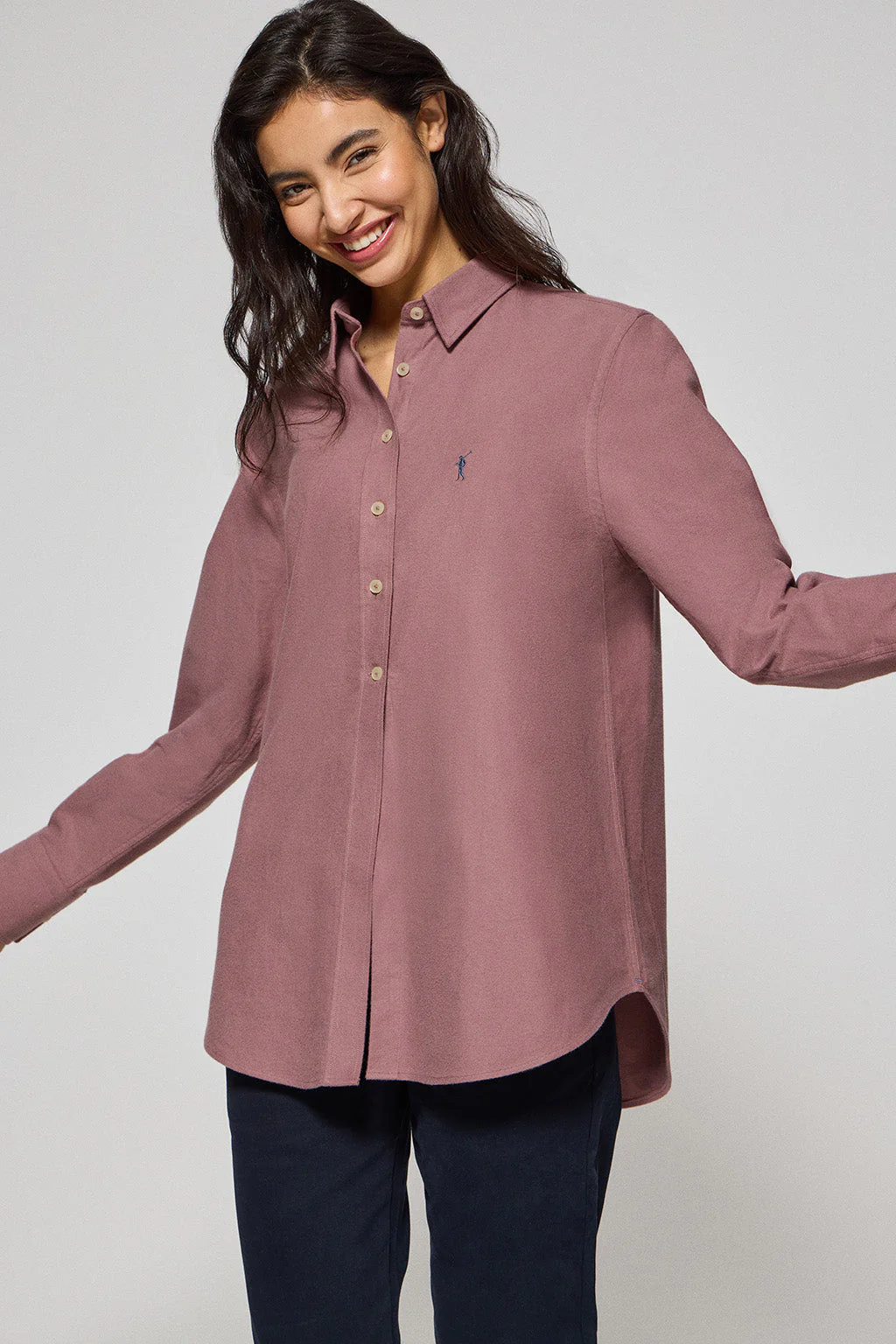 Burgundy Oxford shirt Sabina with embroidered Rigby Go logo - Image 4