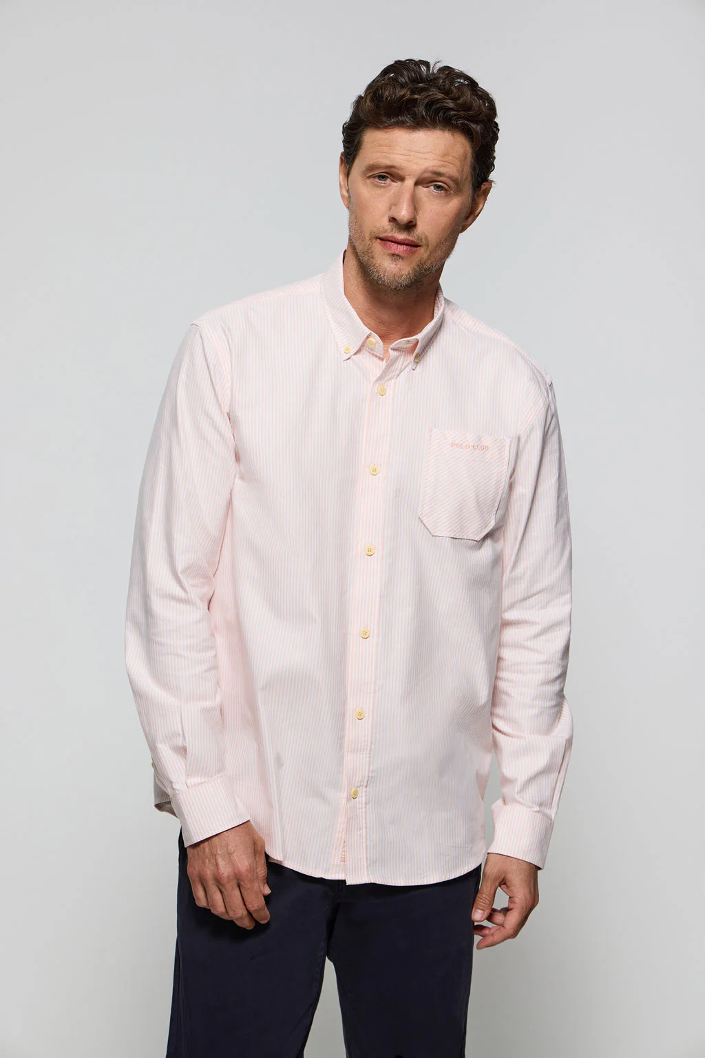Soft orange striped Oxford shirt with Polo Club embroidery - Image 2
