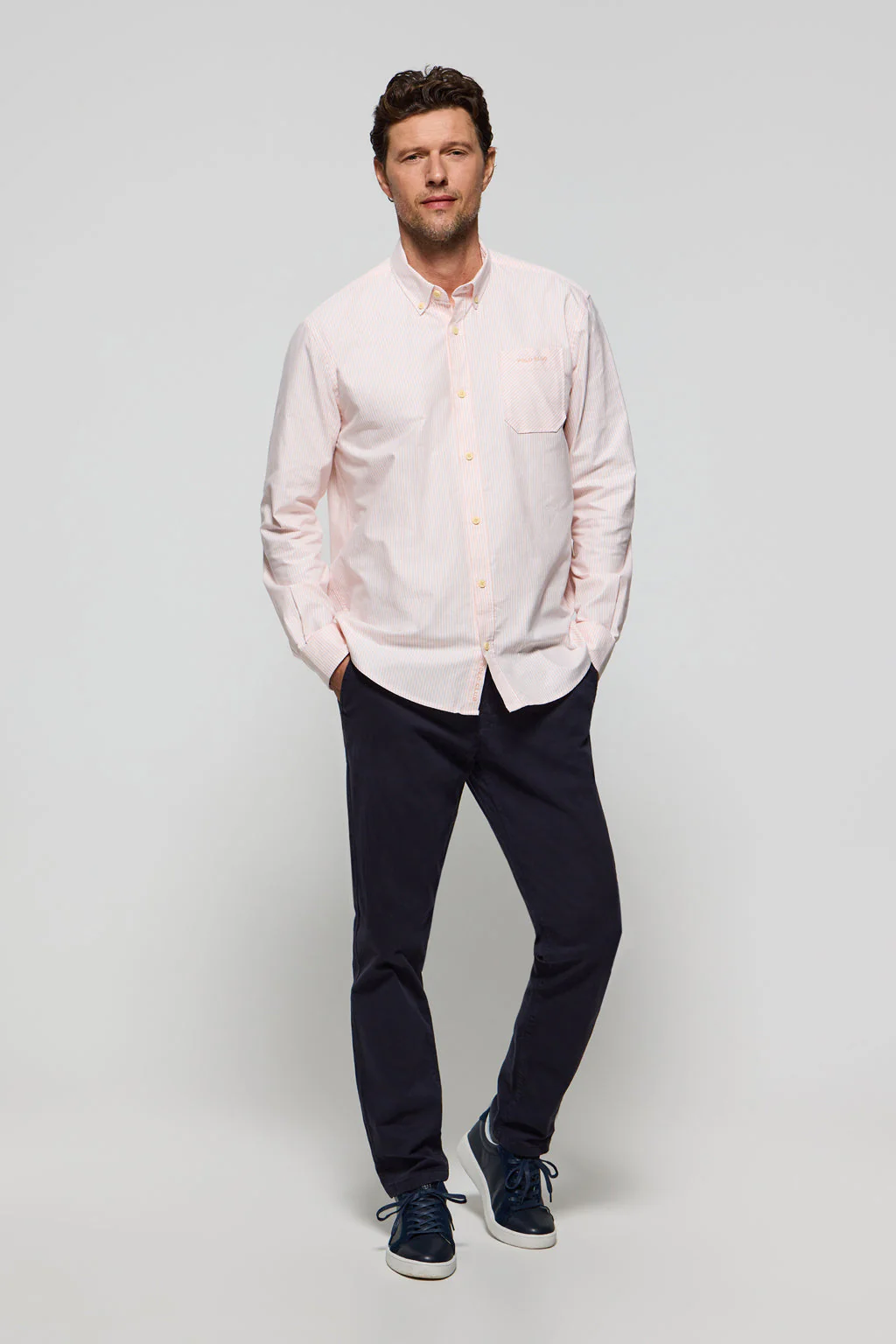 Soft orange striped Oxford shirt with Polo Club embroidery - Image 3