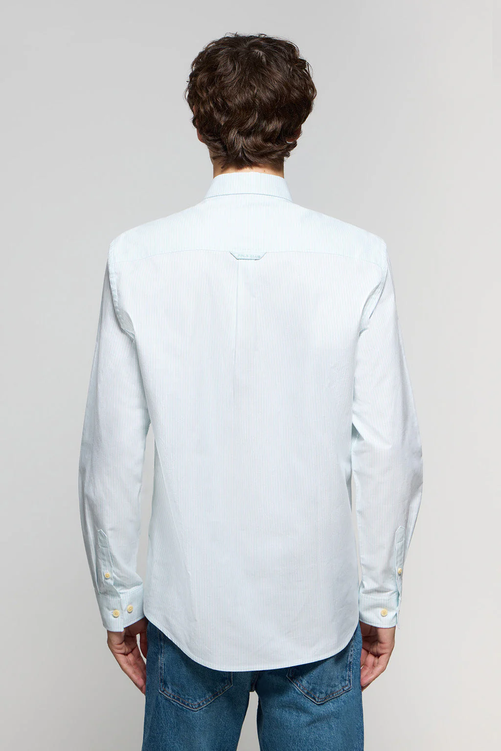 Sky-blue striped Oxford shirt with Polo Club embroidery - Image 4