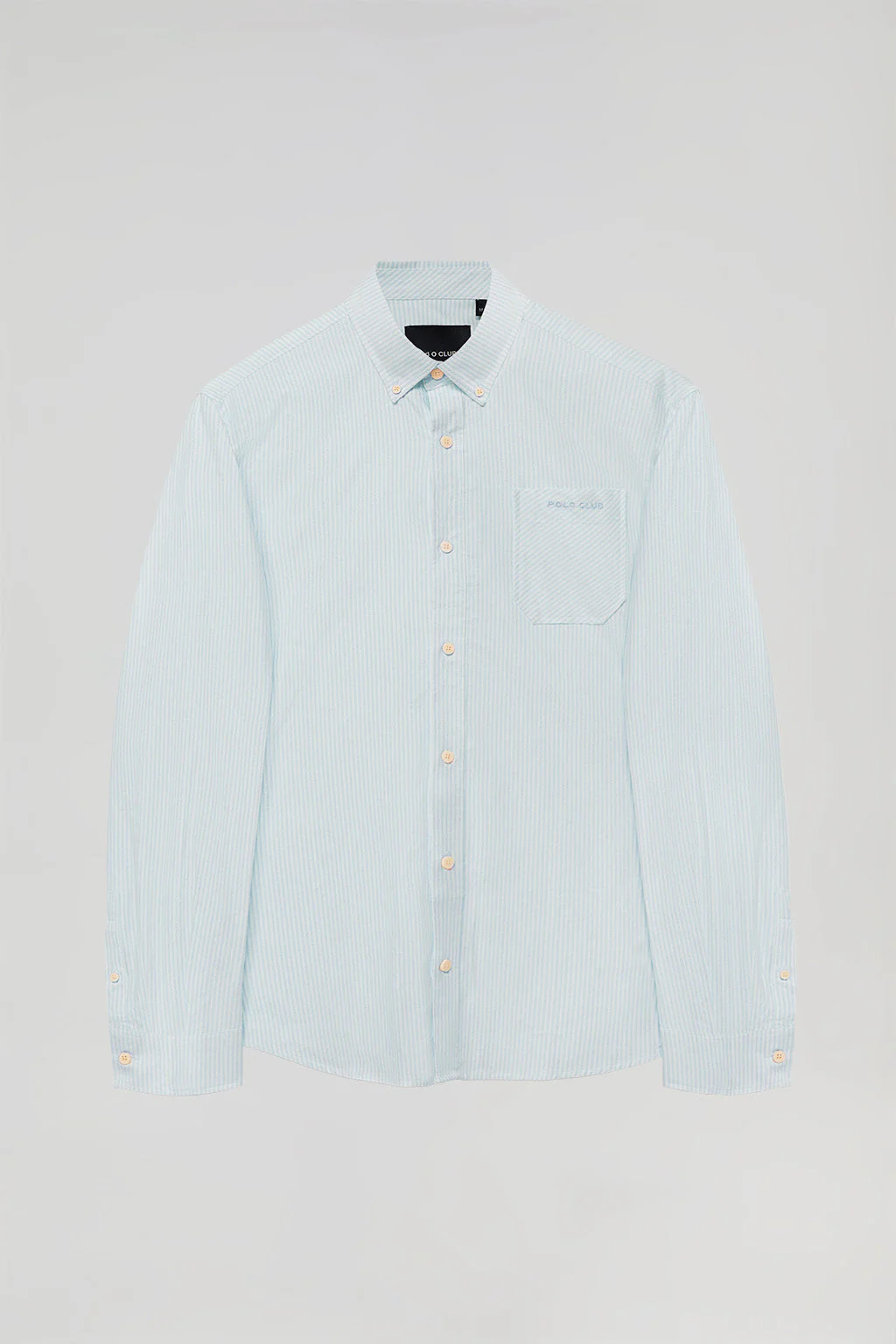 Sky-blue striped Oxford shirt with Polo Club embroidery - Image 5
