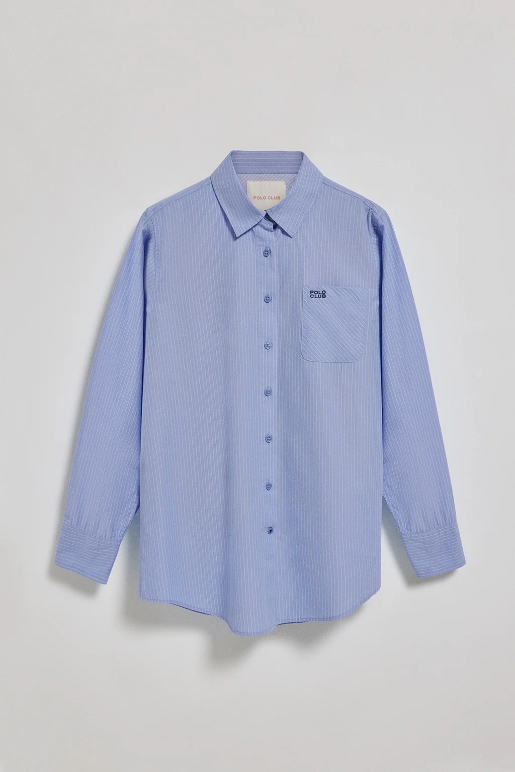 Blue striped cotton shirt Samanta with embroidered logo - Image 7