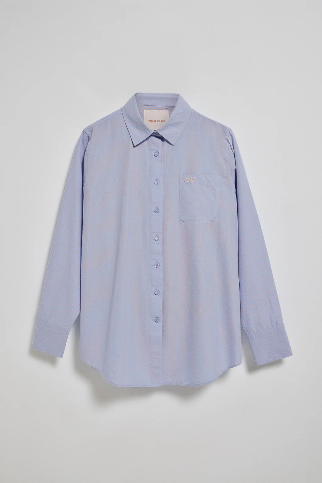 Light-blue striped cotton shirt Samanta with embroidered logo - Image 7