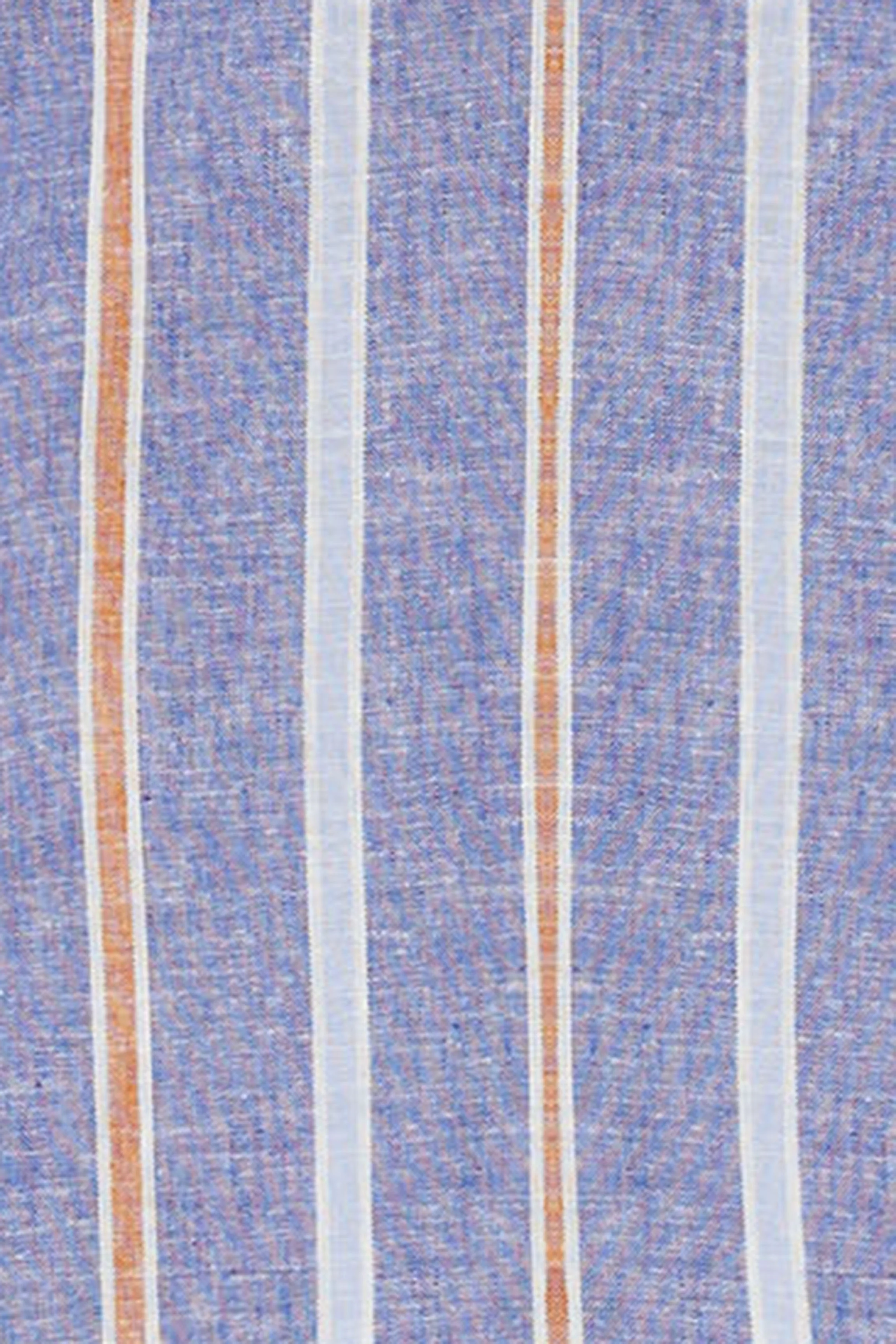 Shirt in linen and cotton with large stripes and embroidered detail on chest - Image 13
