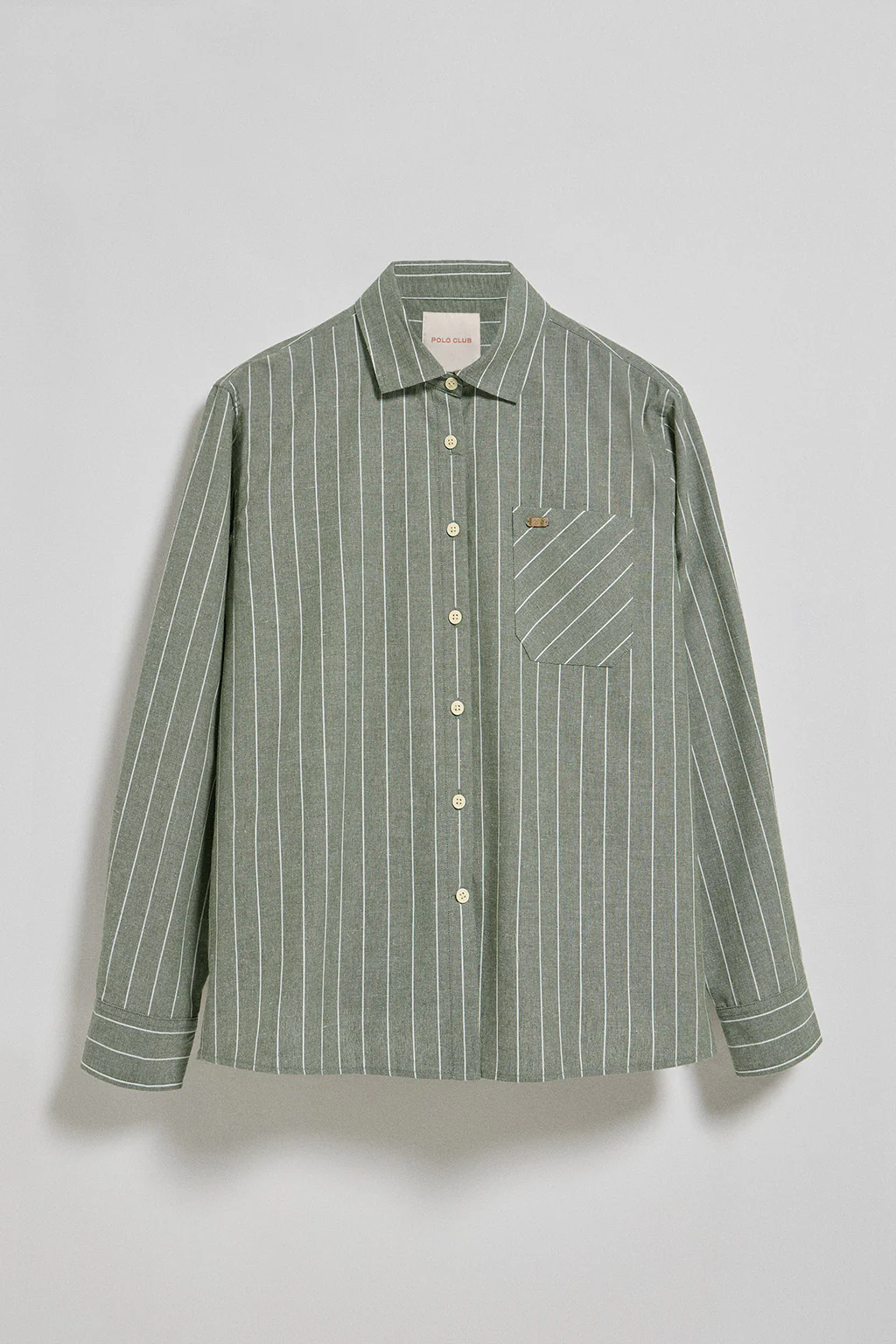 Loose-fit striped shirt Scarlet with pearly button - Image 5