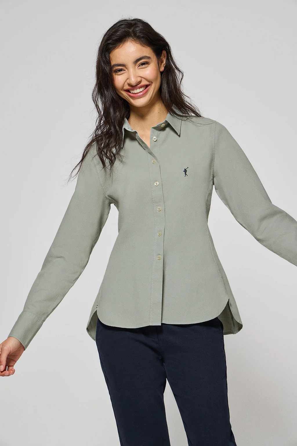 Light-green slim-fit shirt Sefora with Rigby Go logo - Image 5