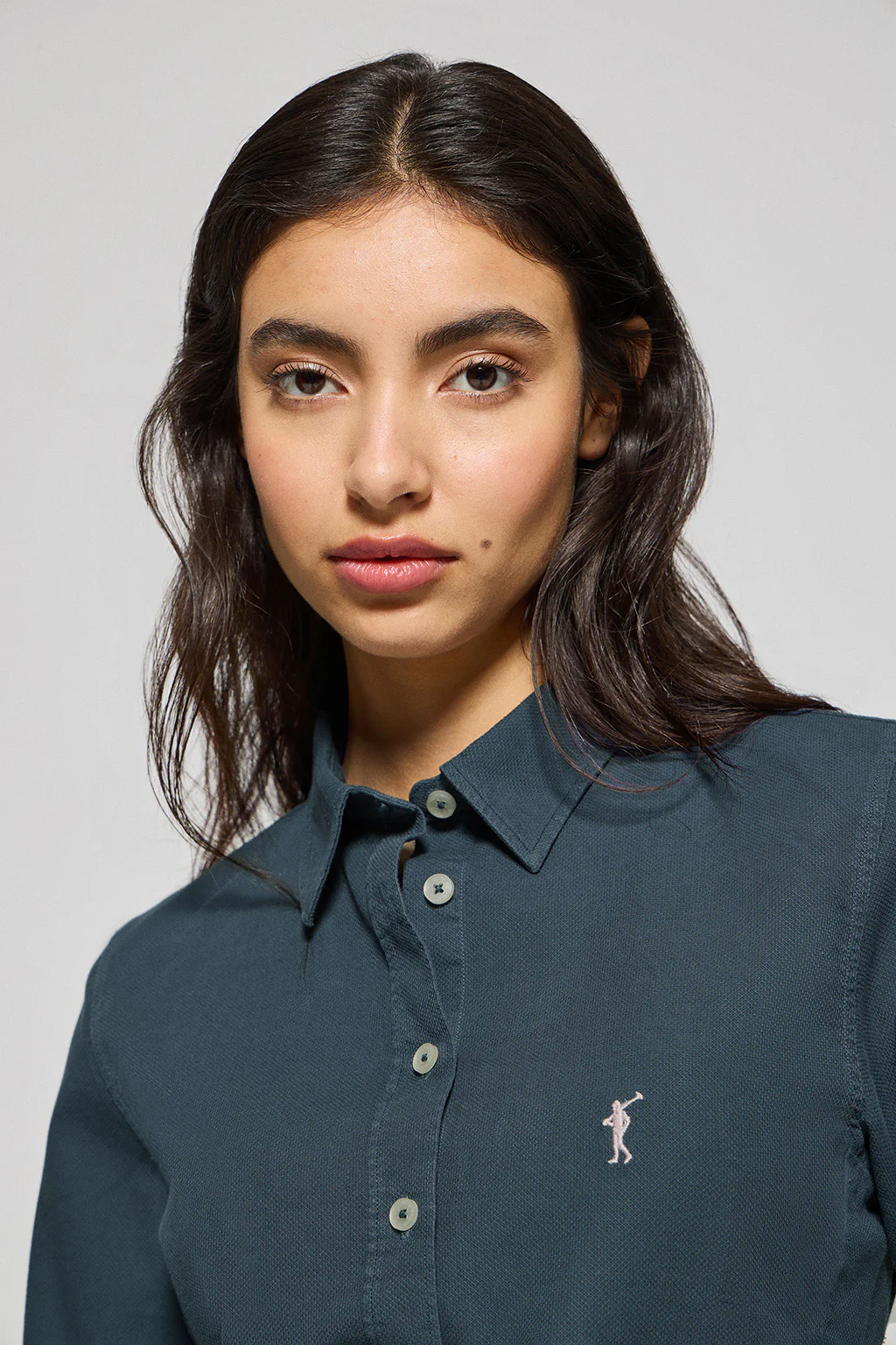 Navy-blue slim-fit shirt Sefora with Rigby Go logo - Image 3