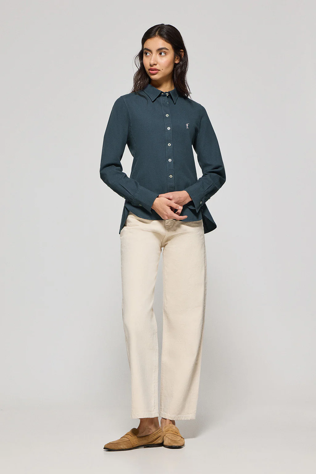 Navy-blue slim-fit shirt Sefora with Rigby Go logo - Image 4