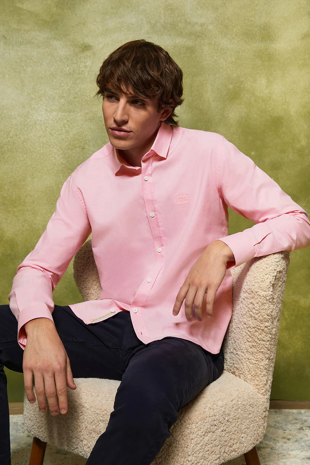 Pink Oxford shirt with Polo Club embroidered detail - Image 4