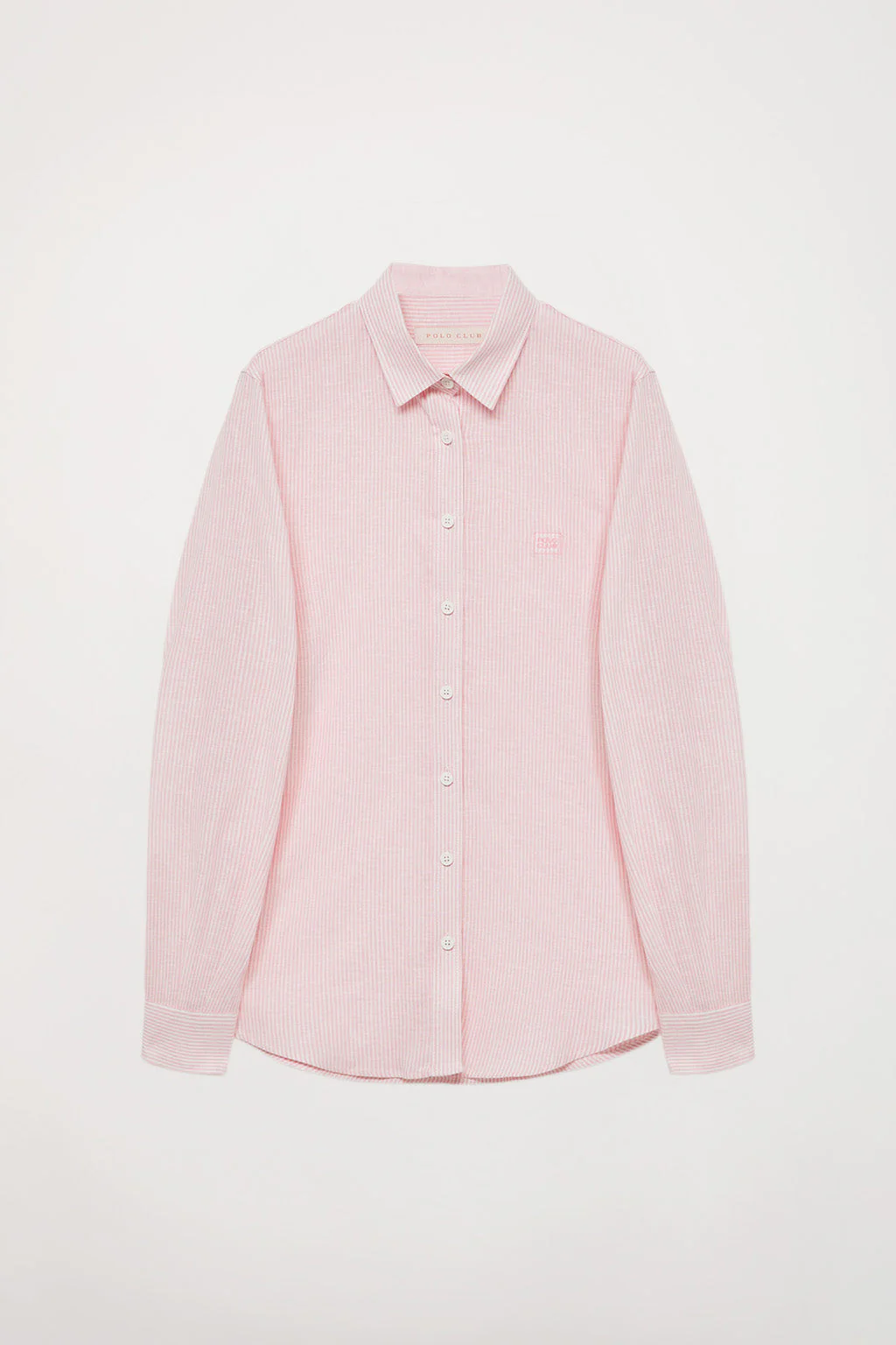 Pink thousand striped shirt with chest embroidered detail - Image 13