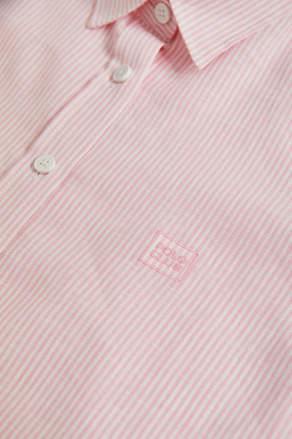 Pink thousand striped shirt with chest embroidered detail - Image 9