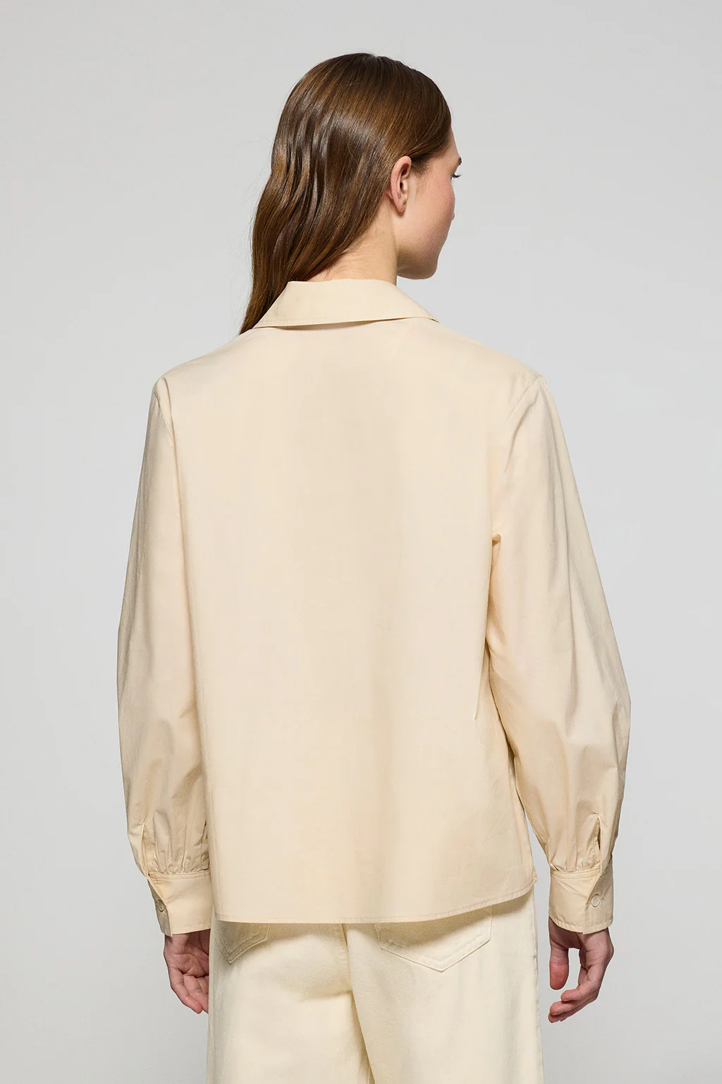 Beige cotton blouse Solar with embroidered detail - Image 2