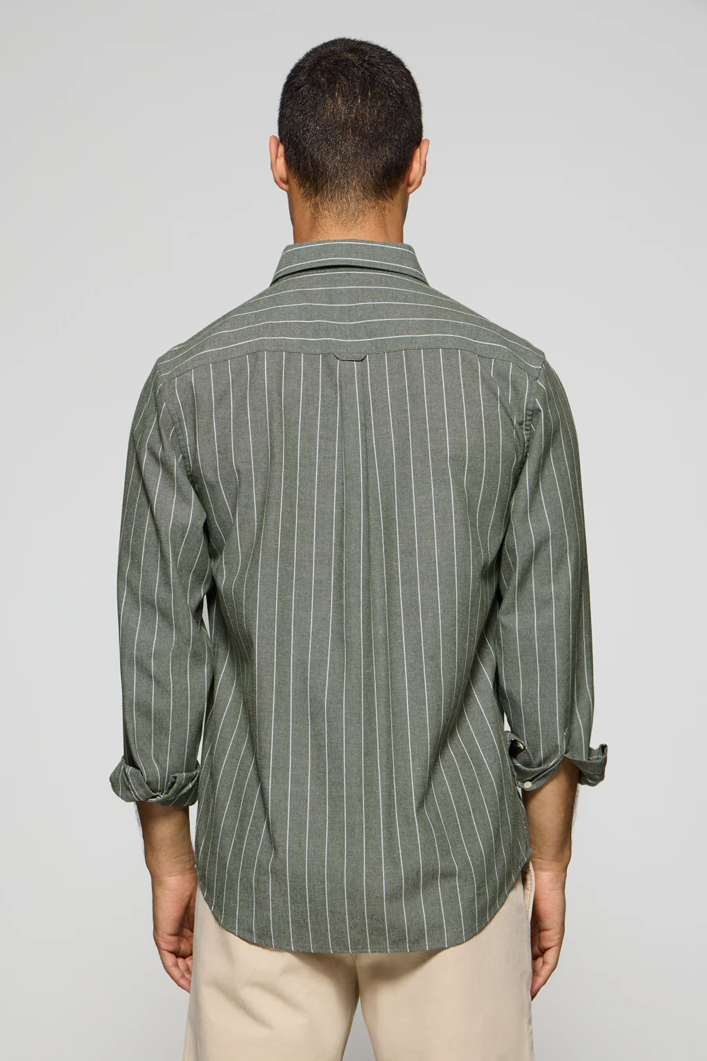 Khaki regular-fit striped shirt St James with Rigby Go logo - Image 2
