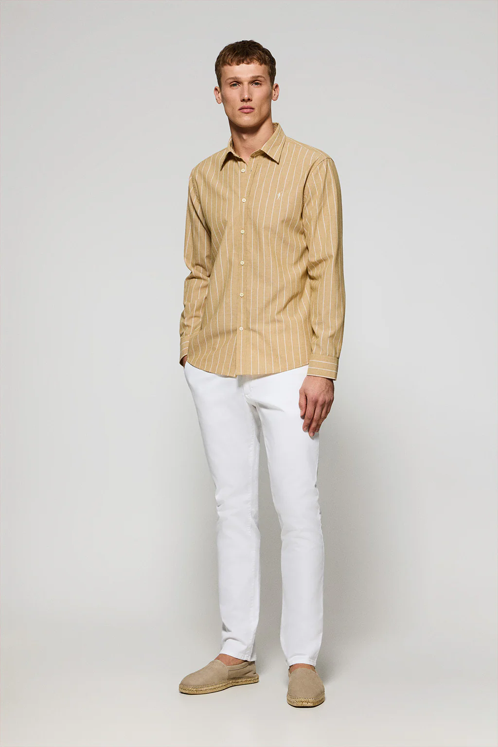 Mustard regular-fit striped shirt St James with Rigby Go logo - Image 4