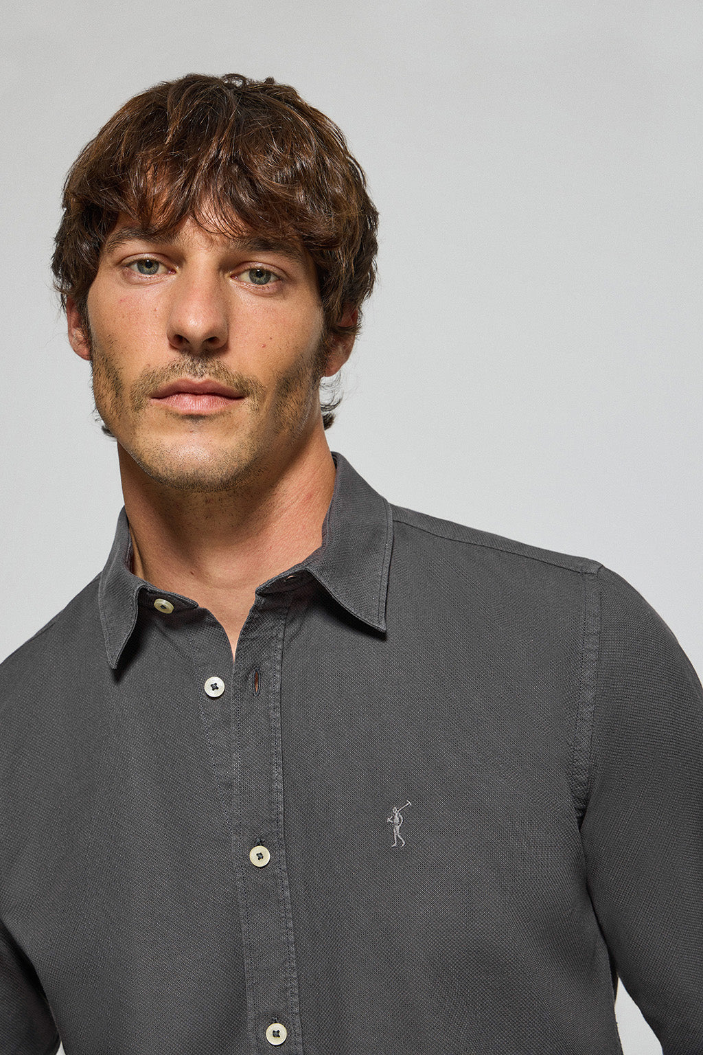 Dark-gray shirt Stanford with Rigby Go tonal embroidered logo - Image 2