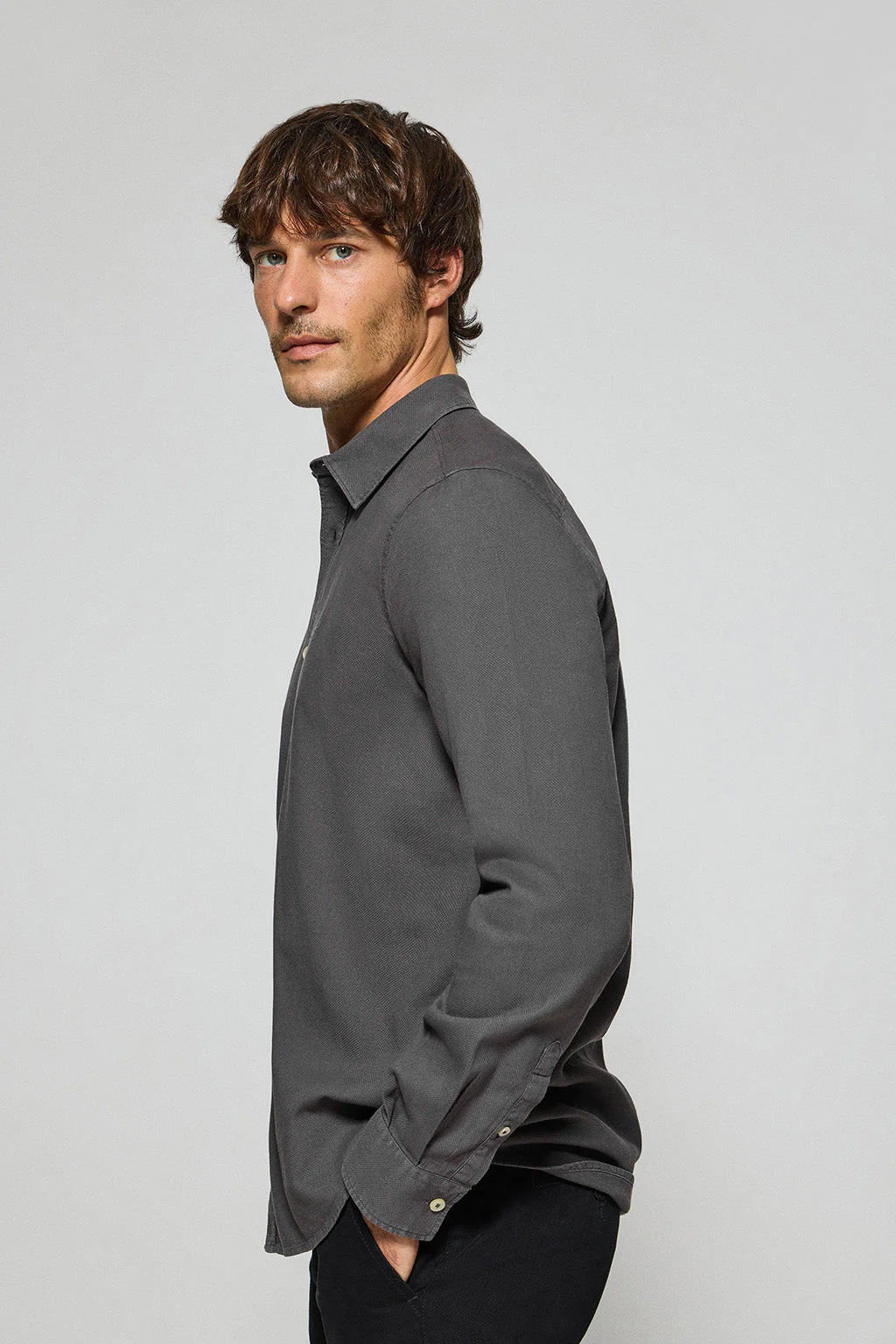 Dark-gray shirt Stanford with Rigby Go tonal embroidered logo - Image 4