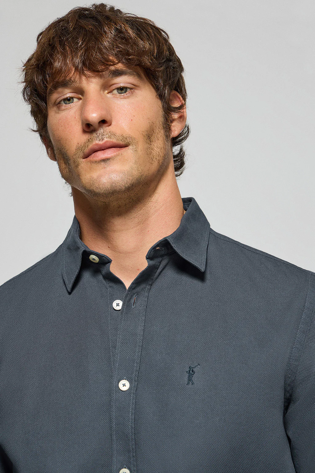 Navy-blue shirt Stanford with Rigby Go tonal embroidered logo - Image 3