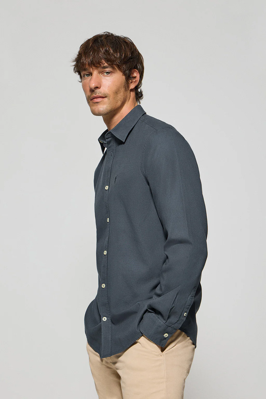 Navy-blue shirt Stanford with Rigby Go tonal embroidered logo - Image 5