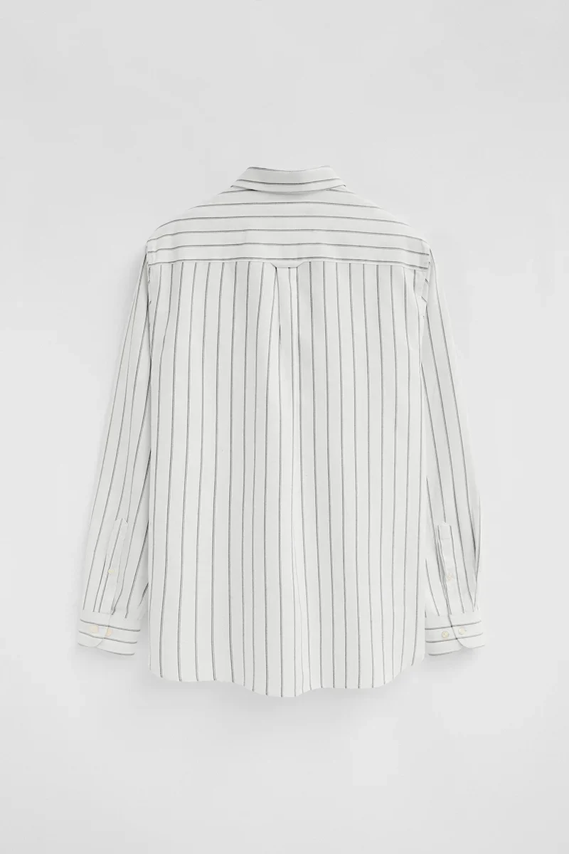 Striped regular-fit shirt in nude and navy blue with Itallian collar and Rigby Go embroidery - Image 8