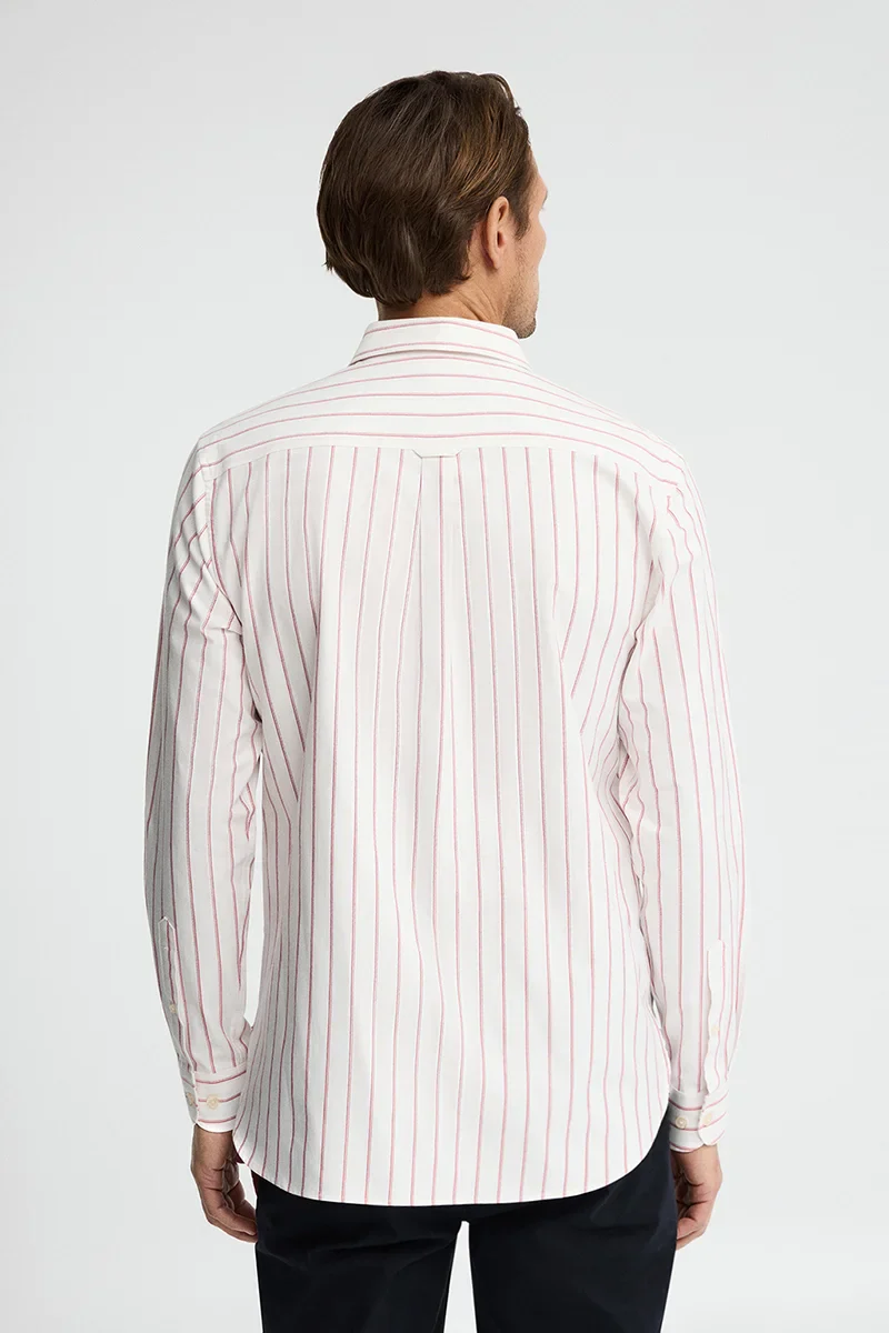 Striped regular-fit shirt in nude and red with Italian collar and Rigby Go embroidery - Image 5
