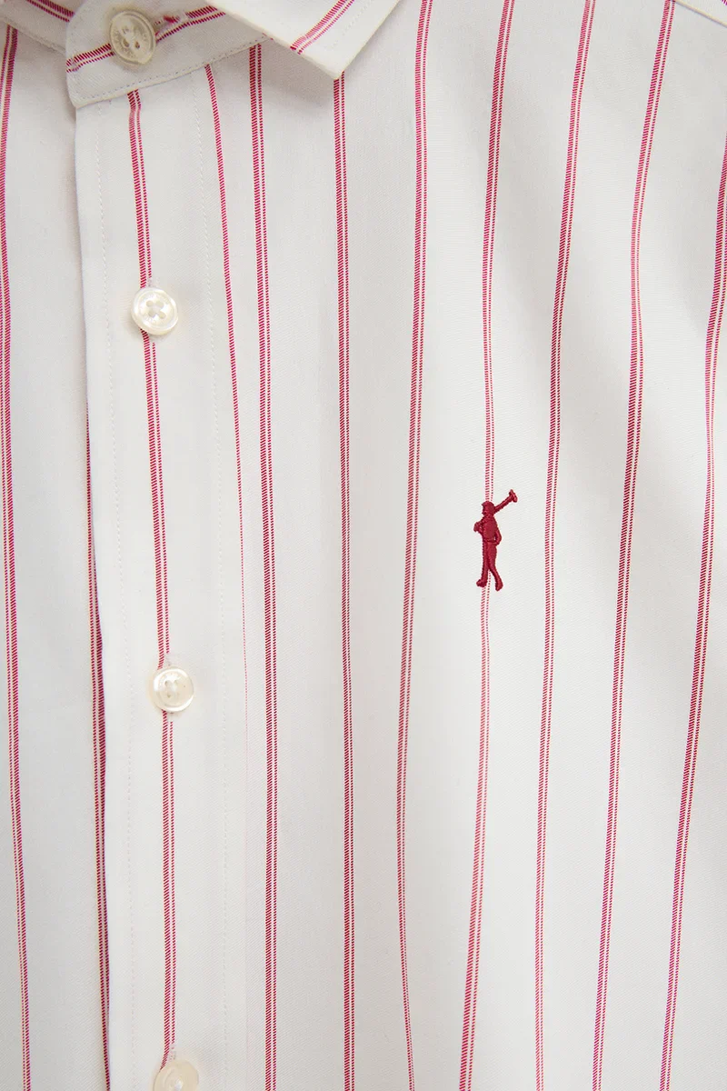 Striped regular-fit shirt in nude and red with Italian collar and Rigby Go embroidery - Image 7