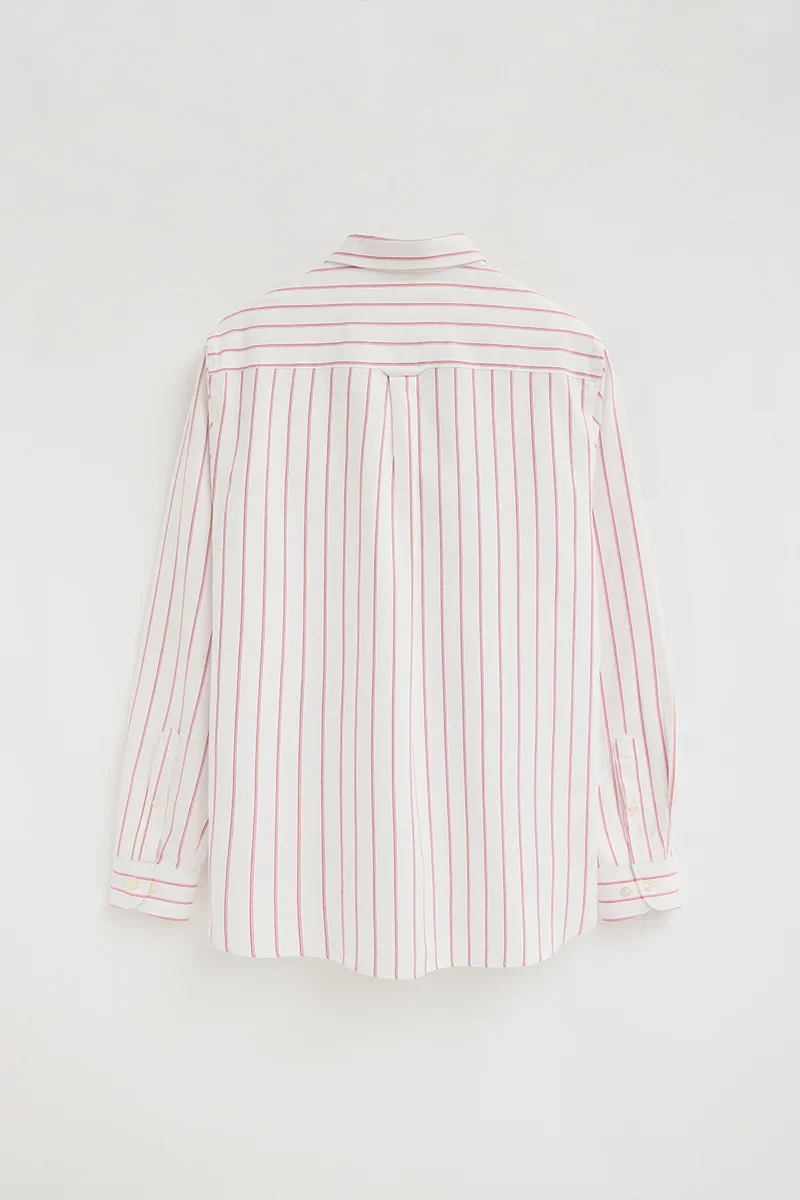 Striped regular-fit shirt in nude and red with Italian collar and Rigby Go embroidery - Image 8