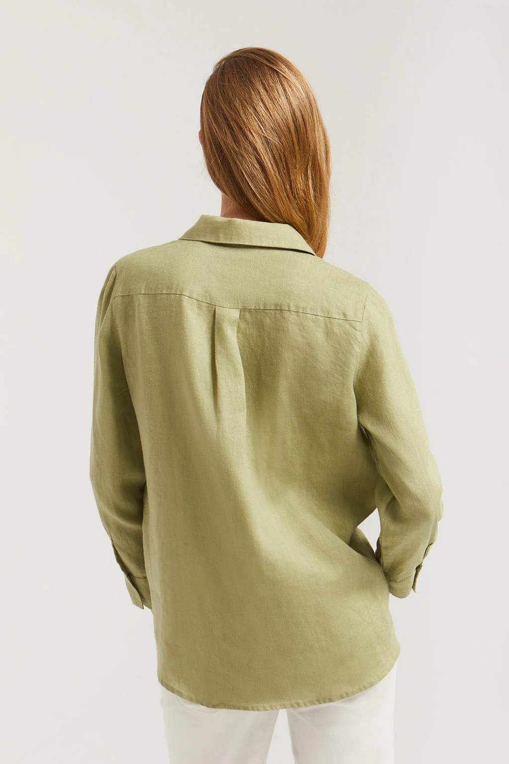 Green linen shirt with embroidered detail - Image 6