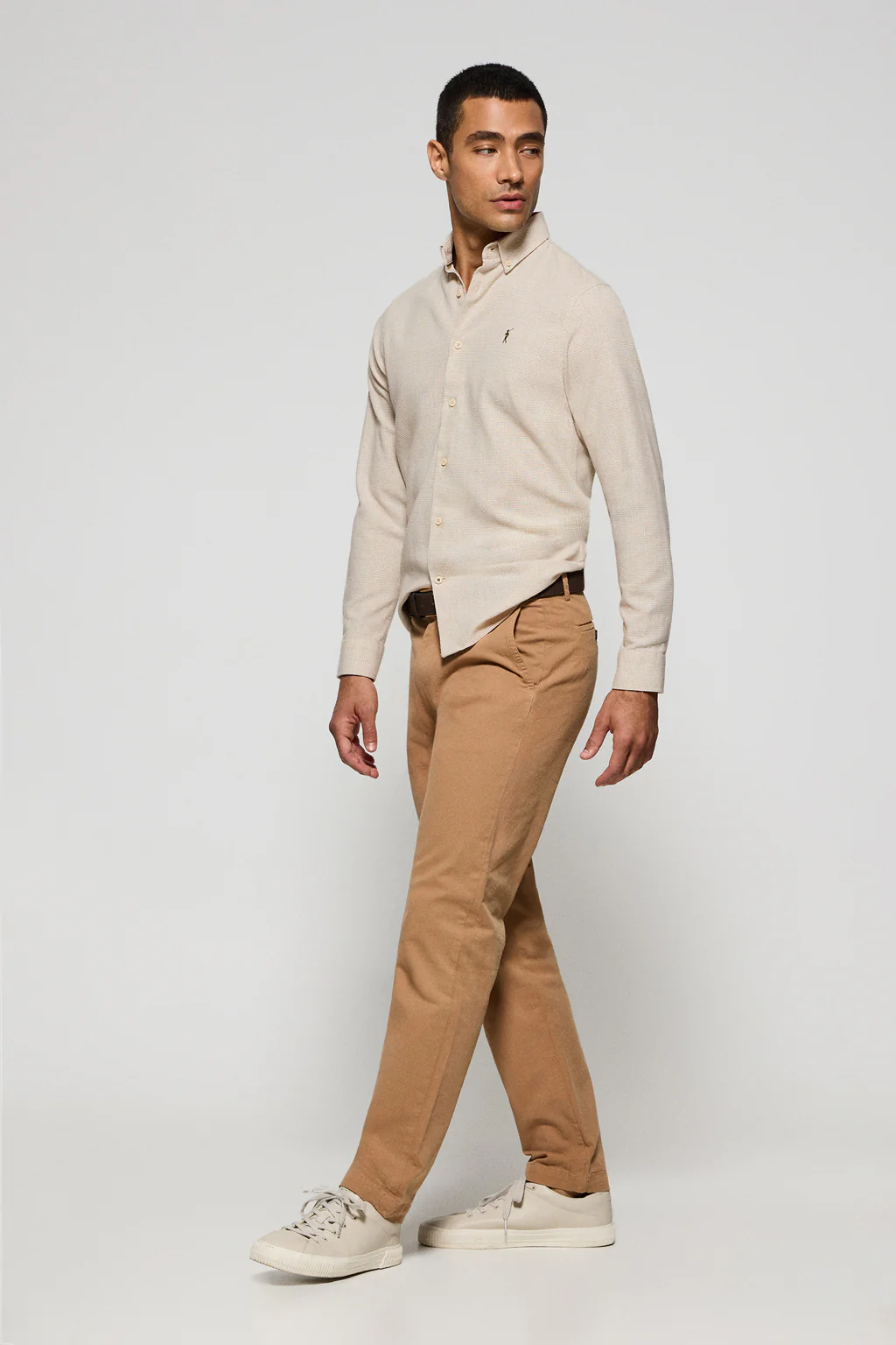 Beige houndstooth shirt Williams with Rigby Go embroidered logo - Image 4
