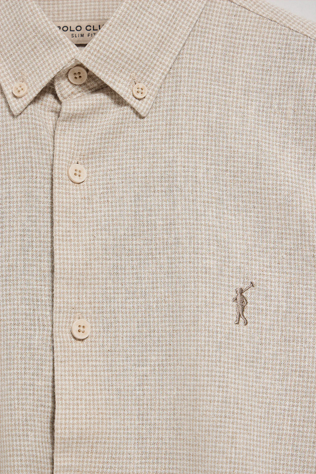 Beige houndstooth shirt Williams with Rigby Go embroidered logo - Image 6
