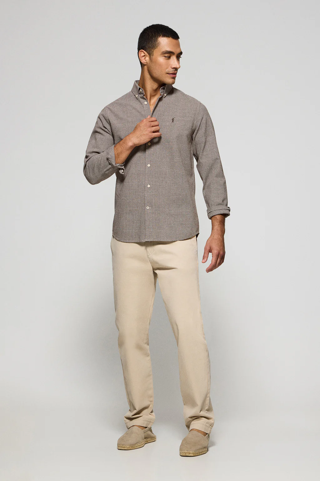 Brown houndstooth shirt Williams with Rigby Go embroidered logo - Image 4