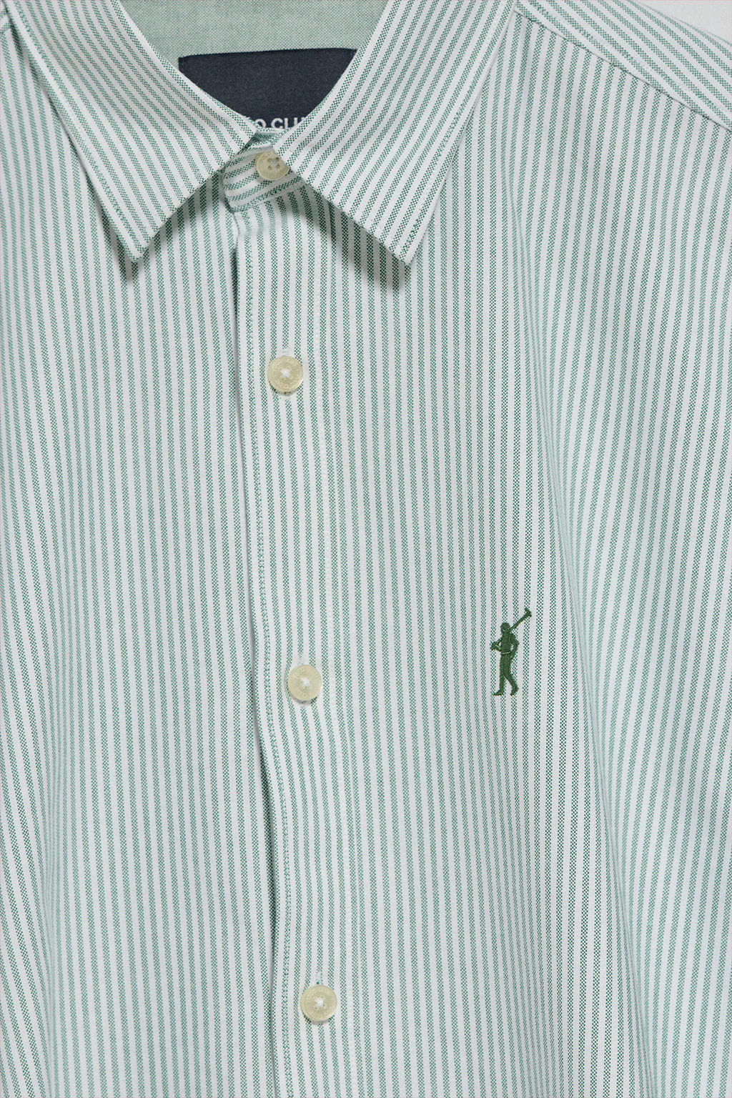 Green striped Oxford shirt Yale with embroidered Rigby Go logo - Image 4