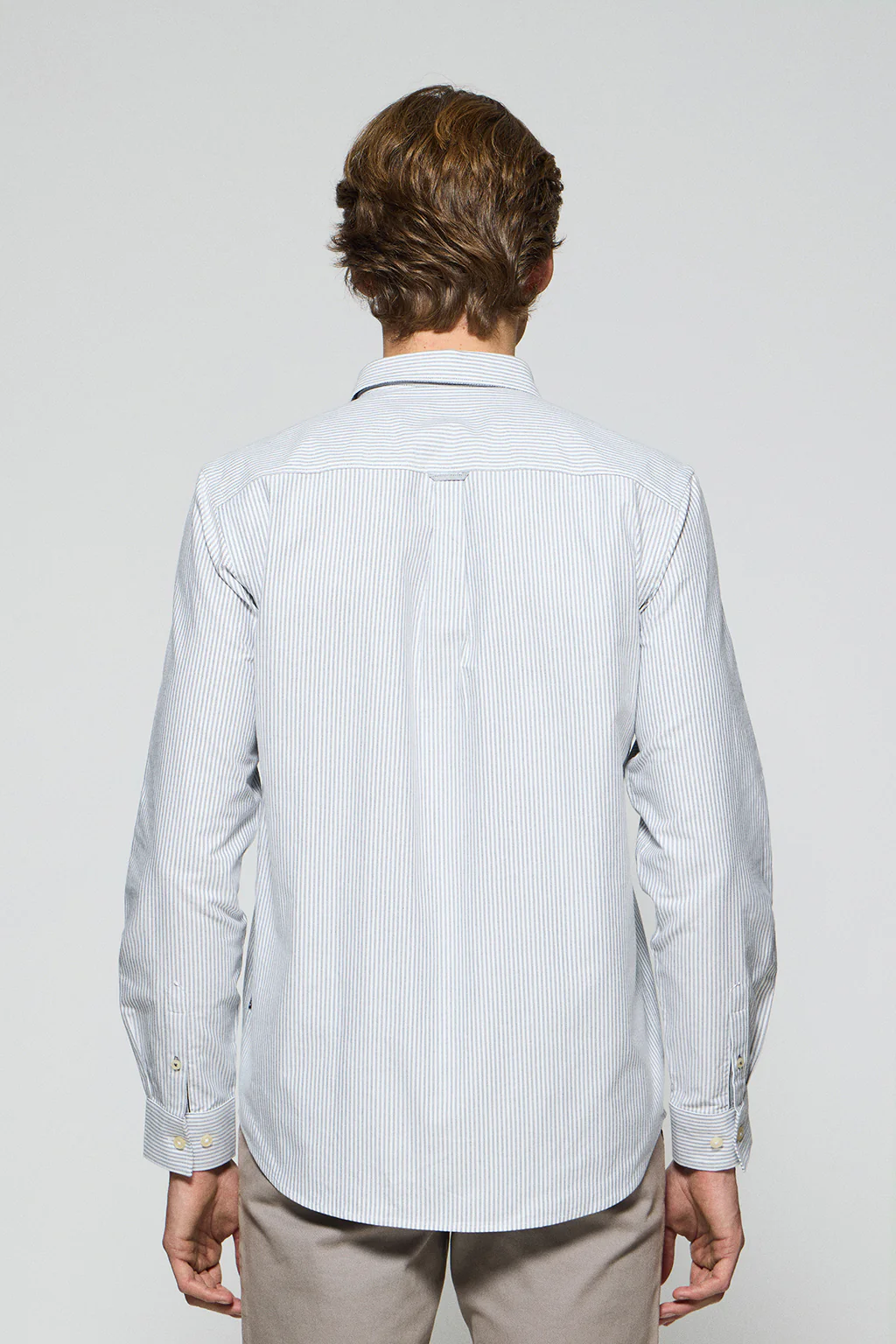 Grey striped Oxford shirt Yale with embroidered Rigby Go logo - Image 2