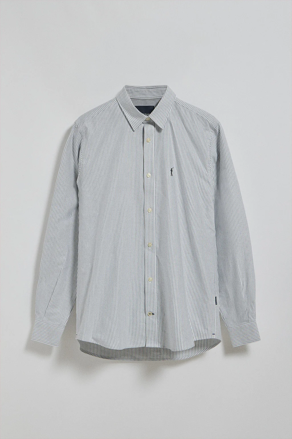 Grey striped Oxford shirt Yale with embroidered Rigby Go logo - Image 5