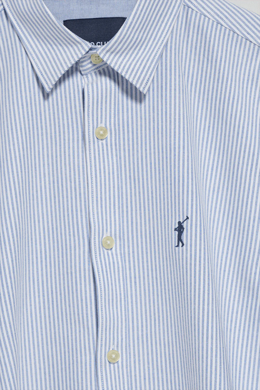 Blue striped Oxford shirt Yale with embroidered Rigby Go logo - Image 6