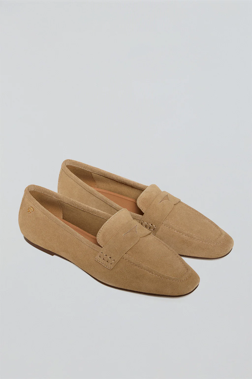 Camel suede loafer Antonella with metallic detail - Image 3