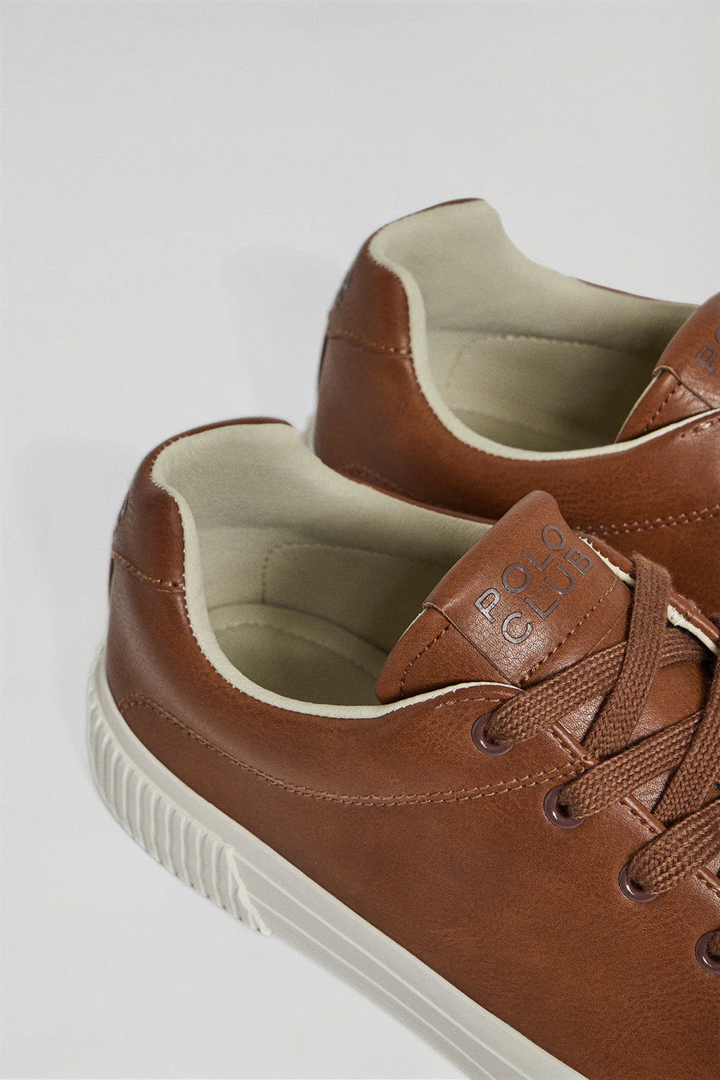 Camel faux-leather Habana men trainers with Polo Club details - Image 3