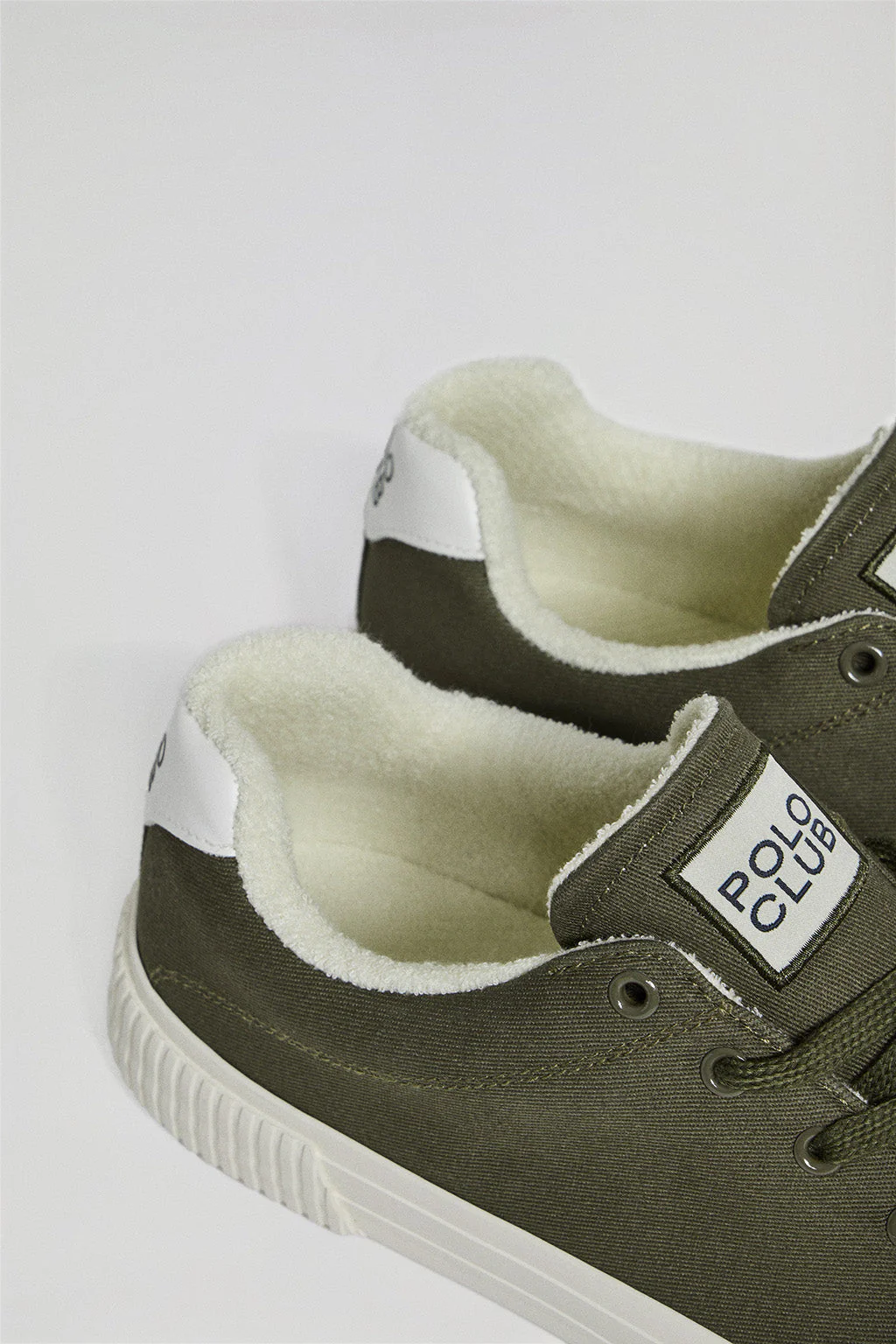 Khaki Habana canvas trainers with Polo Club details for men - Image 3