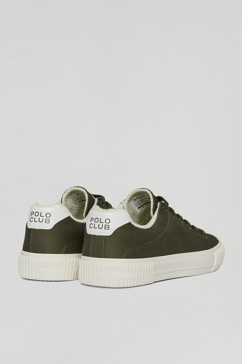 Khaki Habana canvas trainers with Polo Club details for men - Image 4