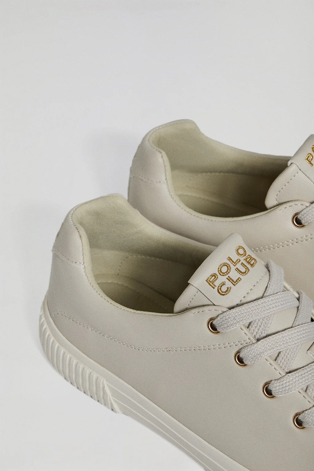 Beige faux-leather Habana women trainers with Polo Club details - Image 3