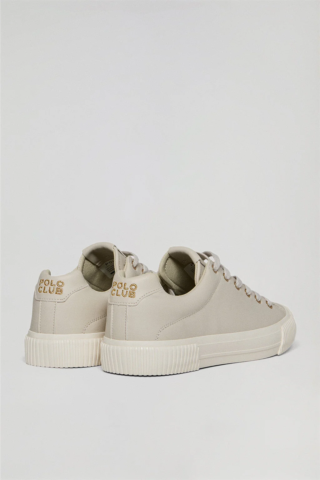 Beige faux-leather Habana women trainers with Polo Club details - Image 4