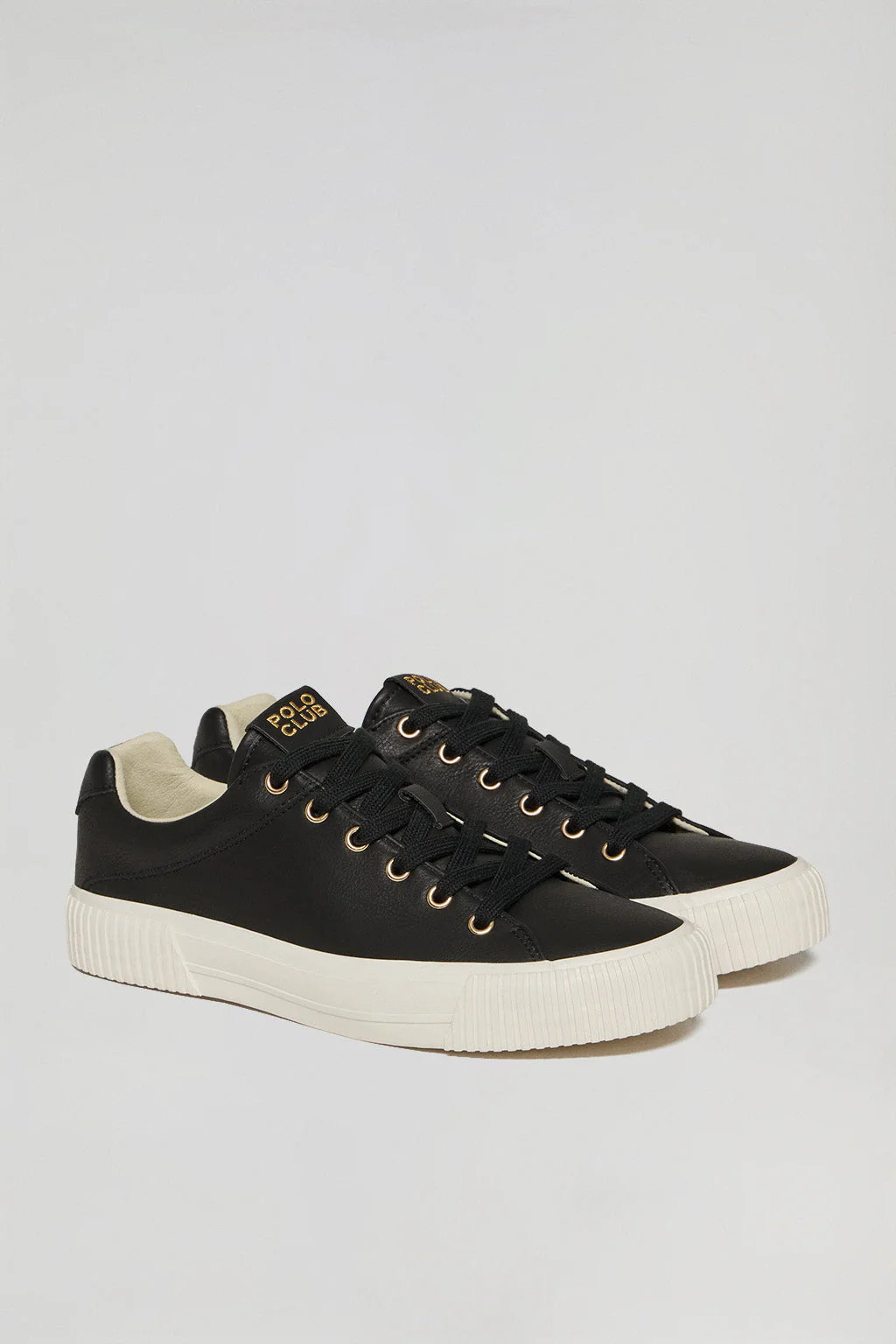 Black faux-leather Habana women trainers with Polo Club details - Image 2