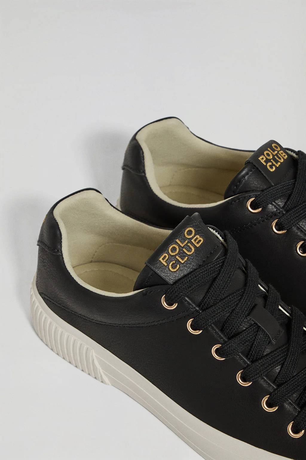 Black faux-leather Habana women trainers with Polo Club details - Image 3