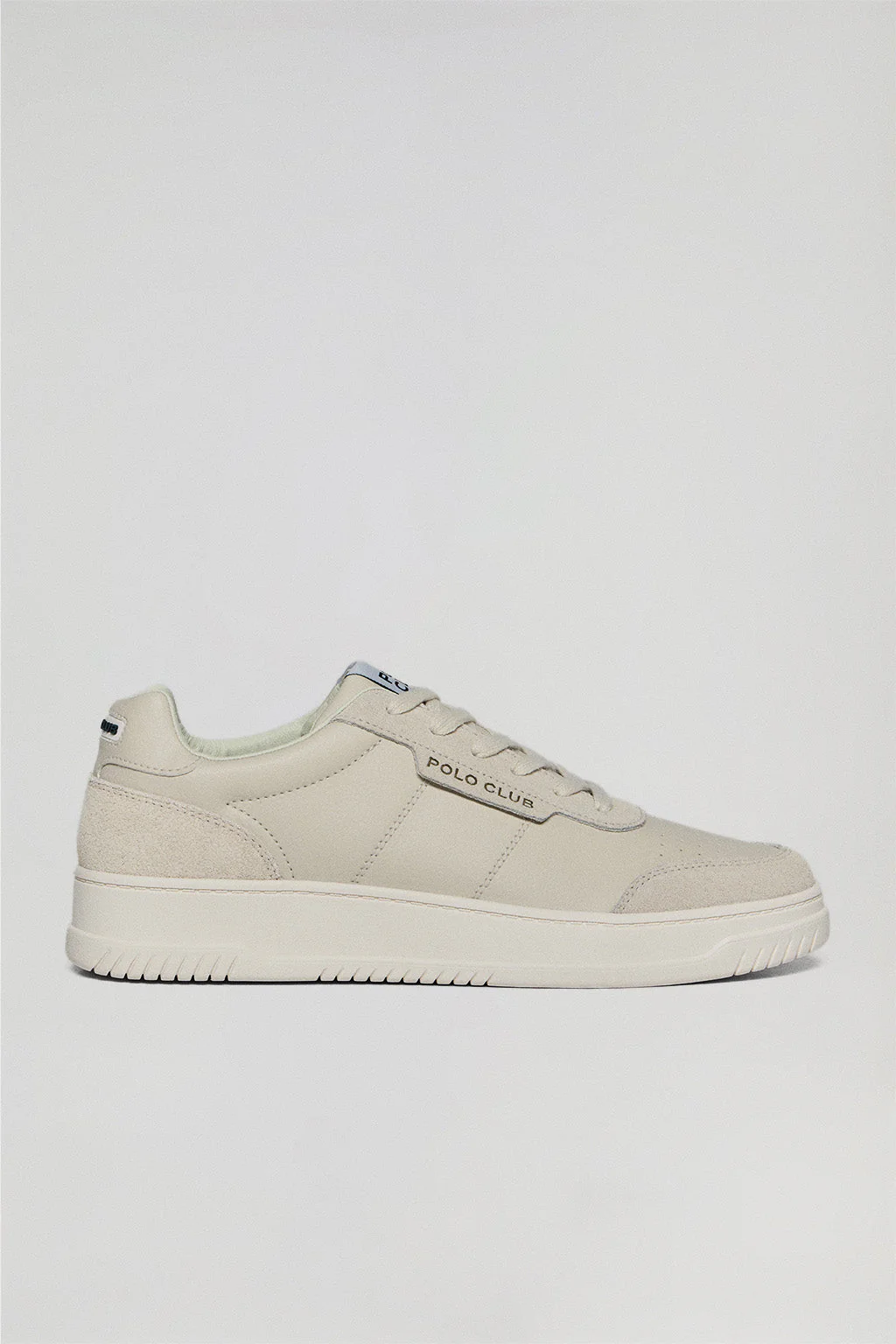 Beige casual faux-leather Milton men trainers with Polo Club tonal details - Image 5