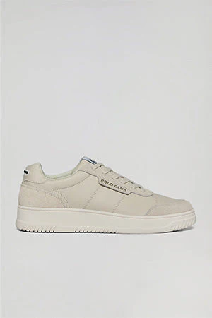 Beige casual faux-leather Milton men trainers with Polo Club tonal details - Image 6