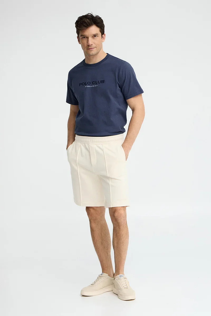 Nude jogger shorts with Polo Club logo