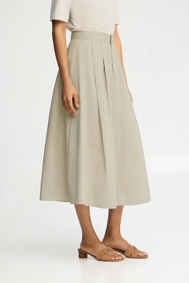 Stone-grey long pleated skirt Polo Club - Image 3
